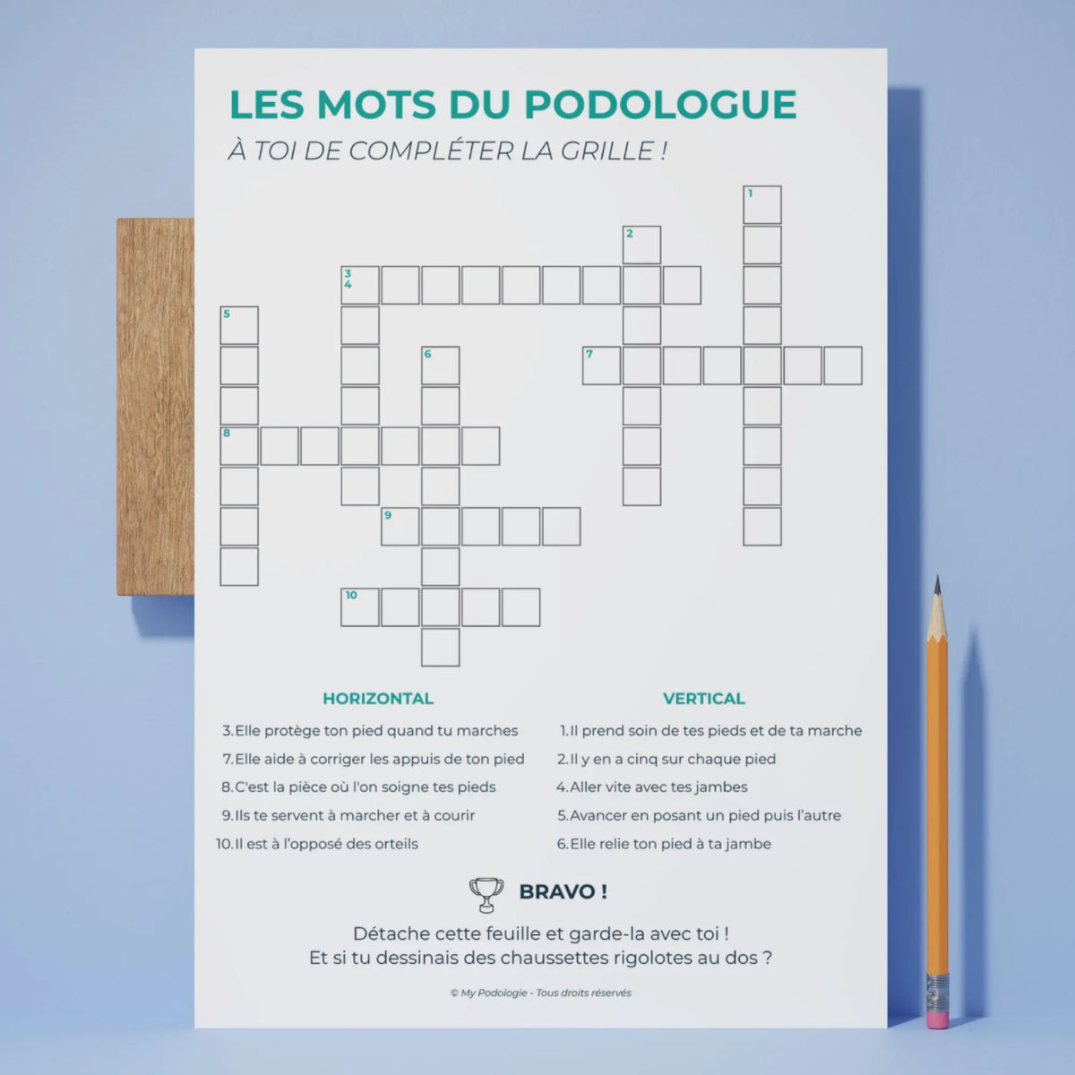 Carnet de jeux enfant : Les mots du podologue (mots fléchés) My Podologie 