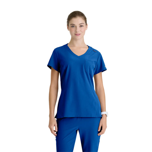 Dignity - V-Neck Tunic - Women - Skechers SKECHERS  Royal Blue / XL