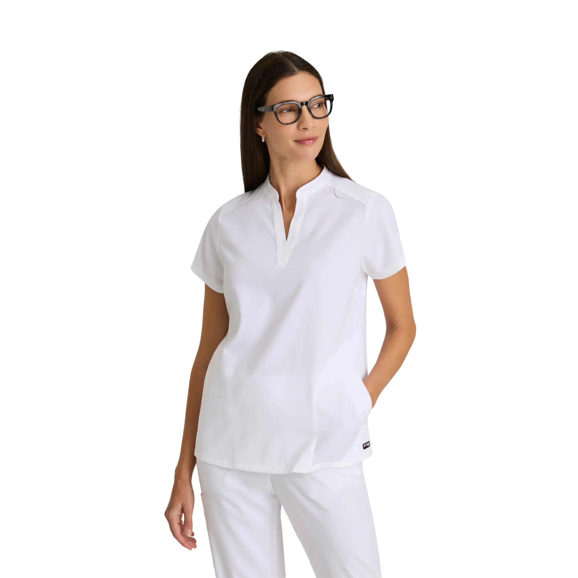 Flora - Tunique col à bande - Femme - Grey’s Anatomy Stretch GREYS ANATOMY STRETCH Blanc / XL