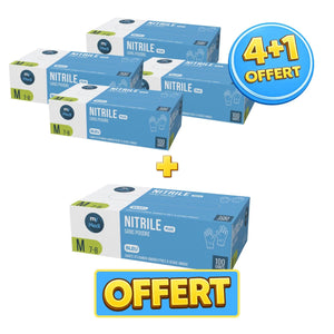Pack 4+1 boîtes de 100 gants d'examen - Nitrile - Sans poudre - Ambidextres - My Médical My Medical 